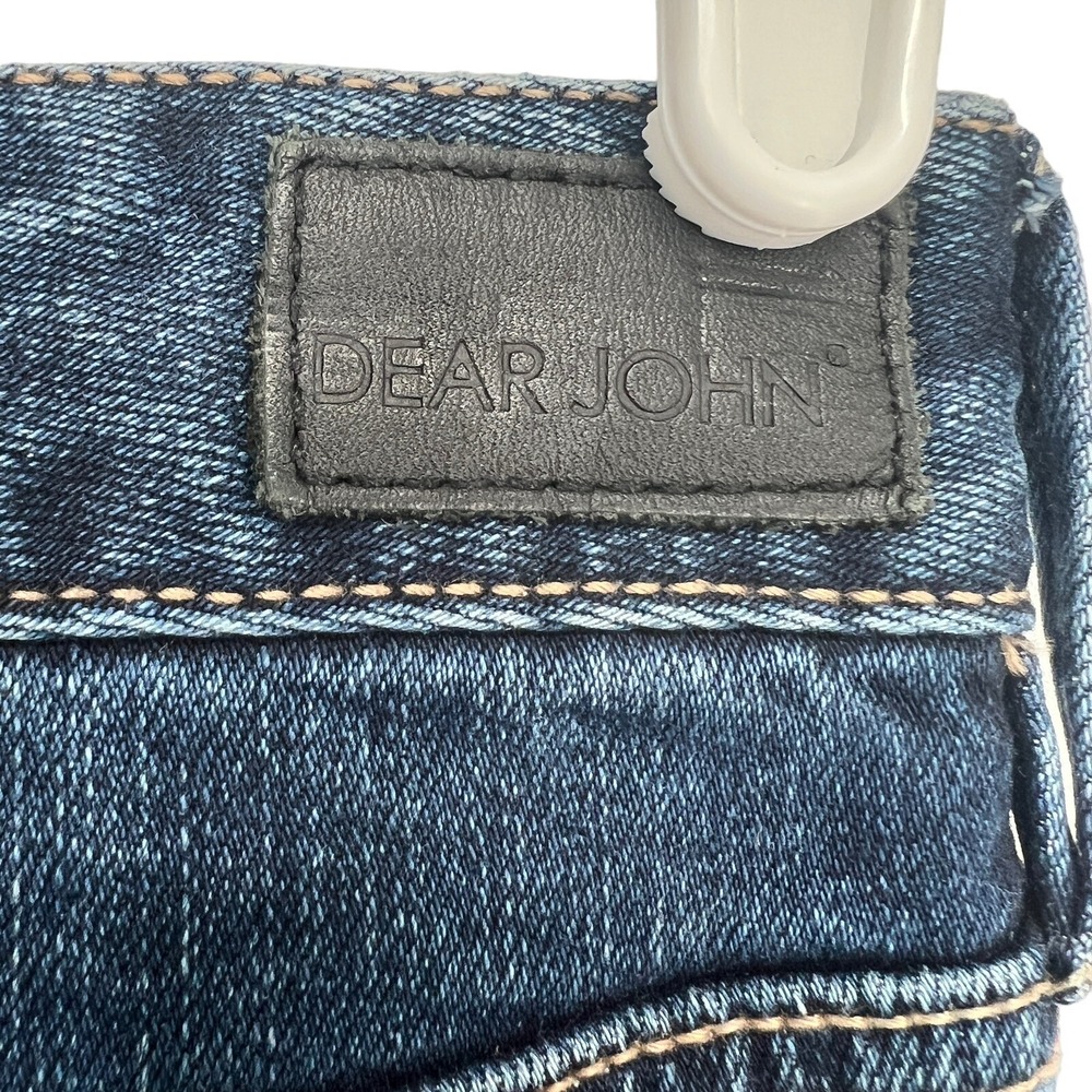 Dear John Women's Distressed Slim Leg Mid Rise Stretch Blue Denim Jeans Size 25 - Picture 6 of 9